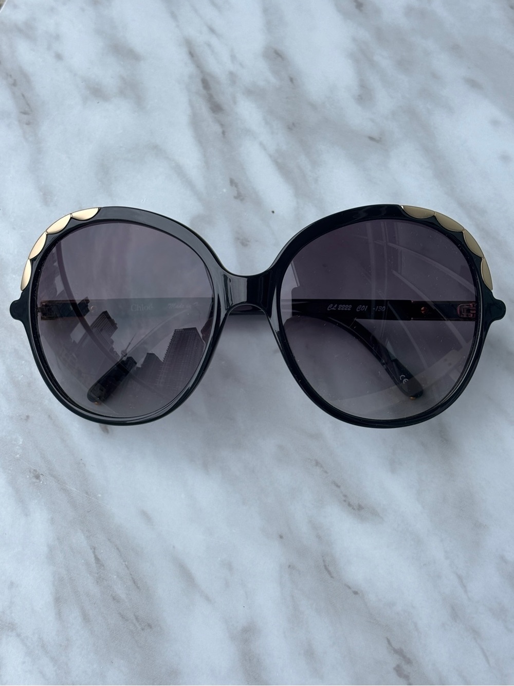 Chloé Erine - Oversized Sunglasses with Gold Accents - Picture 3 of 13